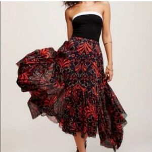 Free People Red and Black Asymmetrical skirt